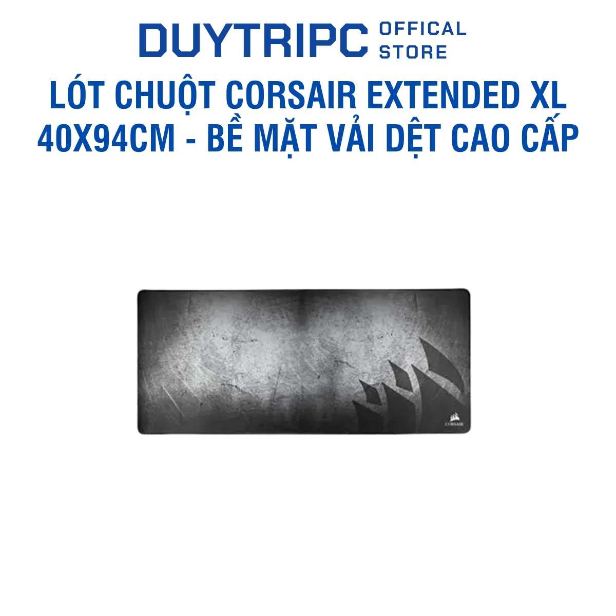 Lót chuột Corsair Extended XL 40x94cm - Bề mặt vải dệt cao cấp, Đế cao su chống trượt, Kích thước siêu lớn cho Gaming và Văn phòng, Bàn di chuột Corsair chính hãng giá tốt